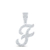 10kt White Gold Mens Round Diamond F Initial Letter Charm Pendant 7/8 Cttw