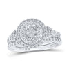 10kt White Gold Princess Diamond Cluster Bridal Wedding Ring Band Set 1 Cttw