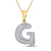 10kt Yellow Gold Mens Round Diamond Initial G Letter Charm Pendant 1/2 Cttw