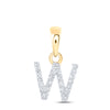 10kt Yellow Gold Womens Round Diamond W Initial Letter Pendant 1/20 Cttw