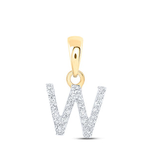 10kt Yellow Gold Womens Round Diamond W Initial Letter Pendant 1/20 Cttw