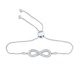 Sterling Silver Womens Round Diamond Infinity Bolo Adjustable Bracelet 1/4 Cttw