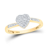 10kt Yellow Gold Womens Round Diamond Heart Ring 1/4 Cttw