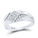 10kt White Gold Mens Round Diamond Dad Father Ring 1/8 Cttw