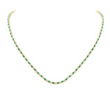 14kt Yellow Gold Womens Round Emerald Diamond Tennis Necklace 5-5/8 Cttw