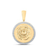 10kt Yellow Gold Mens Round Diamond Circle Rose Charm Pendant 1/2 Cttw