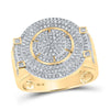 10kt Yellow Gold Mens Round Diamond Circle Ring 3/4 Cttw