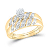 10kt Yellow Gold His Hers Round Diamond Solitaire Matching Wedding Set 1/20 Cttw