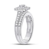 14kt White Gold Round Diamond Bridal Wedding Ring Band Set 3/4 Cttw