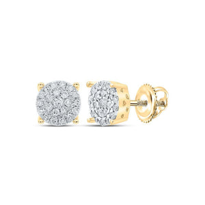 10kt Yellow Gold Womens Round Diamond Cluster Earrings 1/4 Cttw