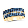 10kt Yellow Gold Mens Round Blue Color Treated Diamond Band Ring 1 Cttw