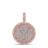 10kt Two-tone Gold Mens Round Diamond Y Initial Letter Charm Pendant 3-7/8 Cttw