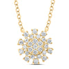 14kt Yellow Gold Womens Round Diamond 18-inch Cluster Necklace 1/5 Cttw