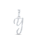 10kt White Gold Womens Round Diamond Y Initial Letter Pendant 1/10 Cttw