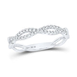 10kt White Gold Womens Round Diamond Twist Stackable Band Ring 1/6 Cttw