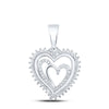 10kt White Gold Womens Round Diamond Heart Pendant 1/4 Cttw