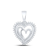 10kt White Gold Womens Round Diamond Heart Pendant 1/4 Cttw