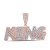 10kt Rose Gold Mens Round Diamond KING Charm Pendant 1 Cttw