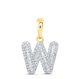 10kt Yellow Gold Womens Baguette Diamond W Initial Letter Pendant 3/8 Cttw