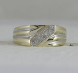 10kt Yellow Gold Mens Round Diamond Band Ring 1/10 Cttw