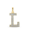 10kt Two-tone Gold Mens Round Diamond L Initial Letter Pendant 1/3 Cttw