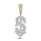 10kt Yellow Gold Mens Round Diamond Dollar-Sign Charm Pendant 3/8 Cttw