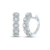 14kt White Gold Womens Round Diamond Halo Hoop Earrings 1 Cttw