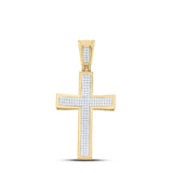 10kt Yellow Gold Mens Round Diamond Cross Charm Pendant 1/2 Cttw