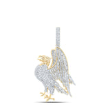 10kt Yellow Gold Mens Round Diamond Eagle Animal Charm Pendant 2-7/8 Cttw