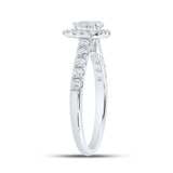14kt White Gold Pear Diamond Halo Bridal Wedding Engagement Ring 1 Cttw