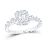 14kt Two-tone Gold Emerald Diamond Halo Bridal Wedding Engagement Ring 3/4 Cttw