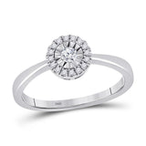 10kt White Gold Womens Round Diamond Halo Solitaire Promise Ring 1/6 Cttw