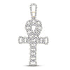 10kt Yellow Gold Mens Round Diamond Ankh Cross Charm Pendant 7/8 Cttw