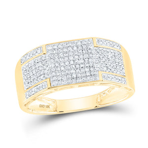 10kt Yellow Gold Mens Round Diamond Band Ring 3/8 Cttw