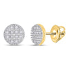 10kt Yellow Gold Round Diamond Cluster Earrings 1/10 Cttw