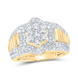 10kt Yellow Gold Mens Round Diamond Cluster Band Ring 1-7/8 Cttw