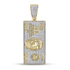 10kt Yellow Gold Mens Round Diamond Hundred Bill Money Charm Pendant 5/8 Cttw