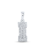 10kt White Gold Womens Round Diamond I Initial Letter Pendant 1/8 Cttw