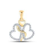 10kt Yellow Gold Womens Round Diamond Heart Pendant 1/8 Cttw