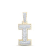 10kt Yellow Gold Mens Baguette Diamond I Initial Letter Charm Pendant 5/8 Cttw