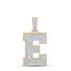 10kt Two-tone Gold Mens Baguette Diamond E Letter Charm Pendant 2-1/6 Cttw