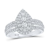 10kt White Gold Womens Round Diamond Teardrop Ring 1 Cttw