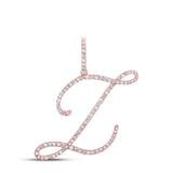 10kt Rose Gold Womens Round Diamond L Initial Letter Pendant 5/8 Cttw