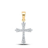 10kt Yellow Gold Womens Round Diamond Cross Pendant 1/4 Cttw