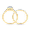 10kt Yellow Gold Round Diamond Halo Bridal Wedding Ring Band Set 1/4 Cttw