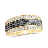 10kt Yellow Gold Mens Round Black Color Treated Diamond Band Ring 1-1/4 Cttw