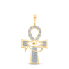 10kt Yellow Gold Mens Round Diamond Ankh Eye Cross Charm Pendant 1/2 Cttw