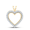 10kt Yellow Gold Womens Round Diamond Heart Pendant 1/4 Cttw