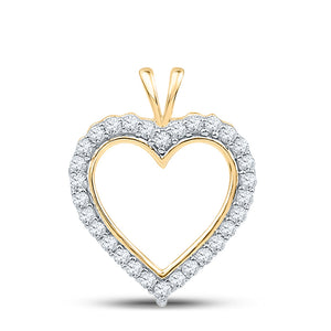 10kt Yellow Gold Womens Round Diamond Heart Pendant 1/4 Cttw