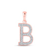 10kt Rose Gold Womens Round Diamond Initial B Letter Pendant 1/12 Cttw